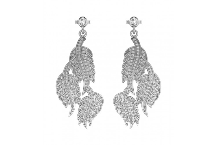 Leaf Earring with Diamonds